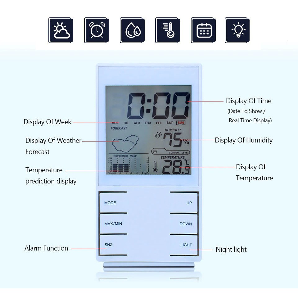 Đồng hồ đo nhiệt độ độ ẩm, dự báo thời tiết CX-505