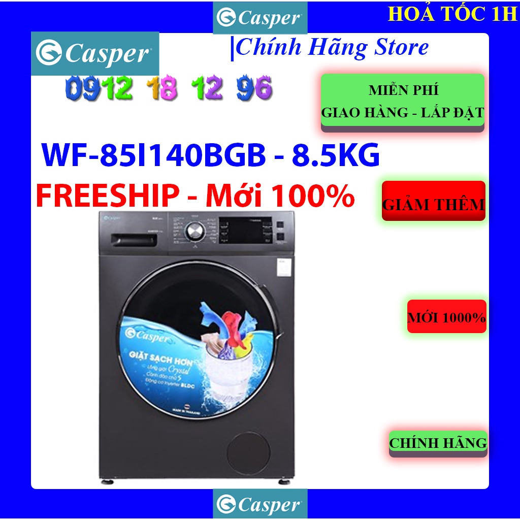 [Casper 85I140BGB] Máy giặt Casper Inverter 8.5 kg WF-85I140BGB