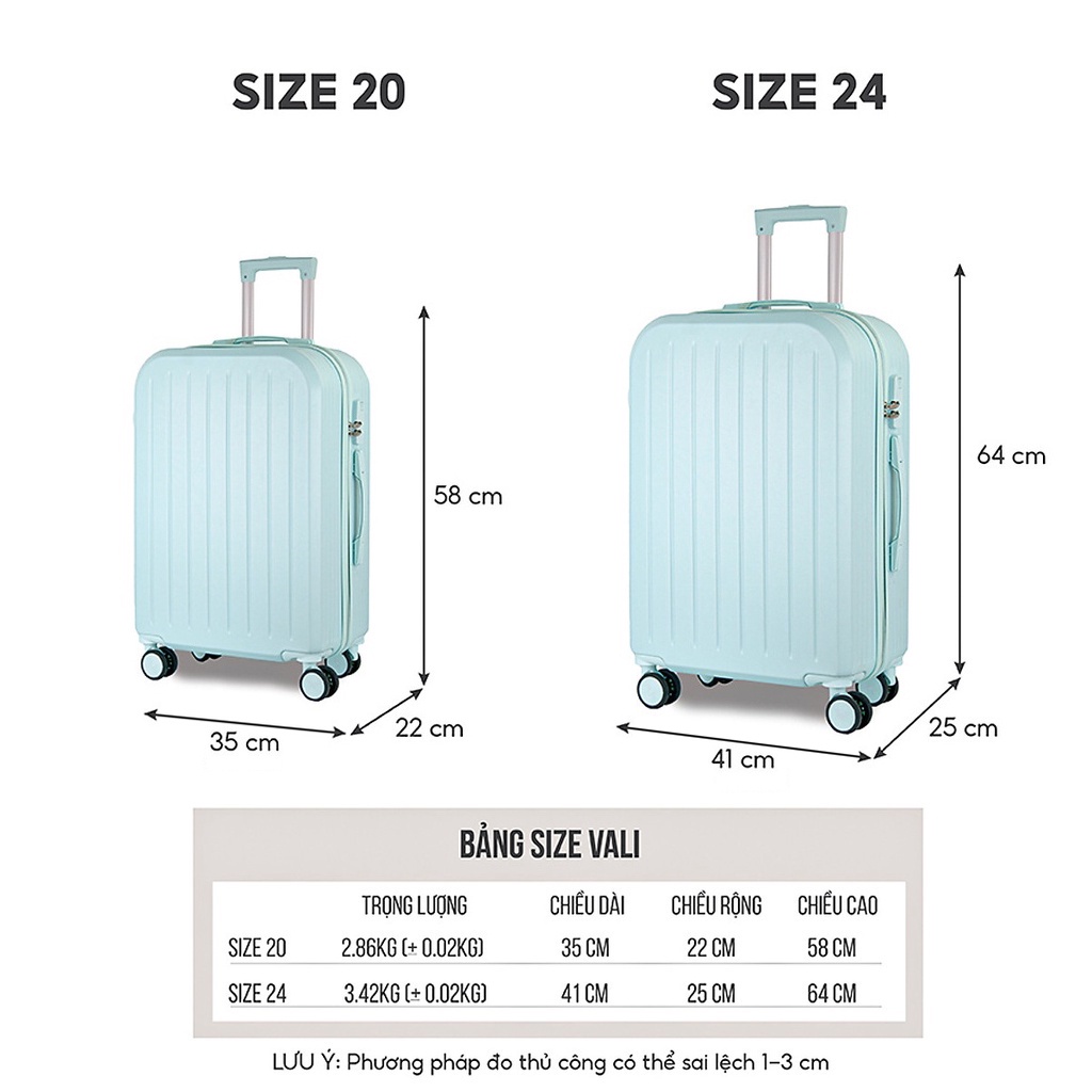 Vali Bamozo 8812 Vali Du Lịch Size 20/24 Inch Nhựa Cao Cấp Giá Rẻ Bền Đẹp Chống Va Đập Trầy Xước Bảo Hành 5 Năm