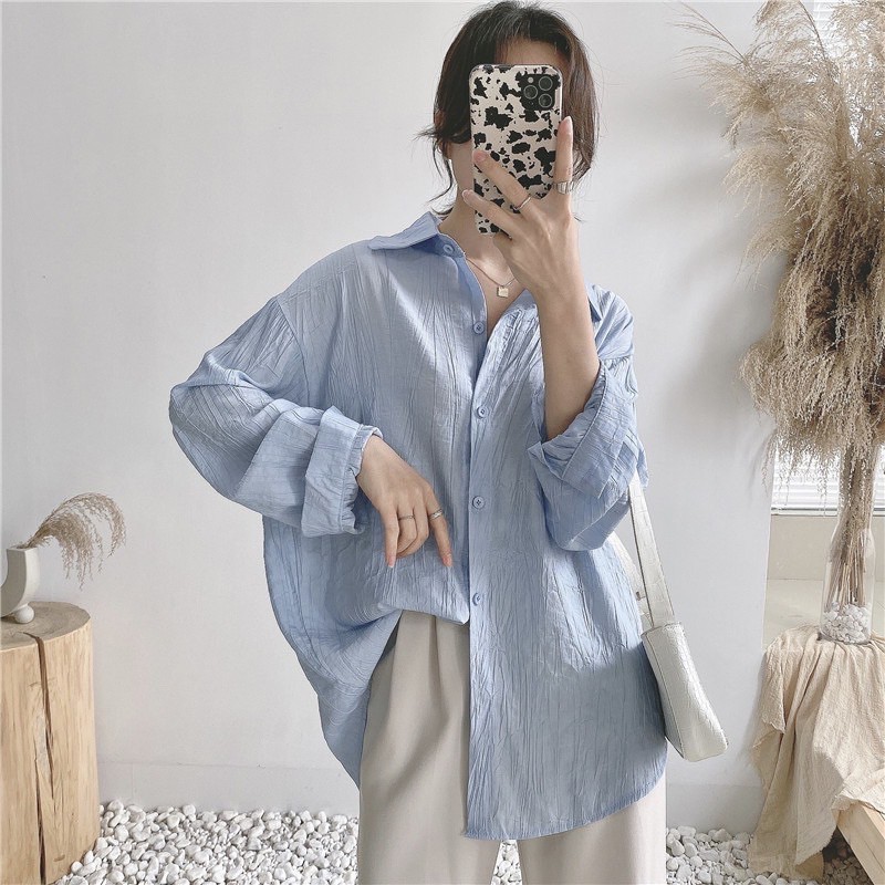 Áo sơ mi đũi nhăn nhiều màu sắc oversize | BigBuy360 - bigbuy360.vn