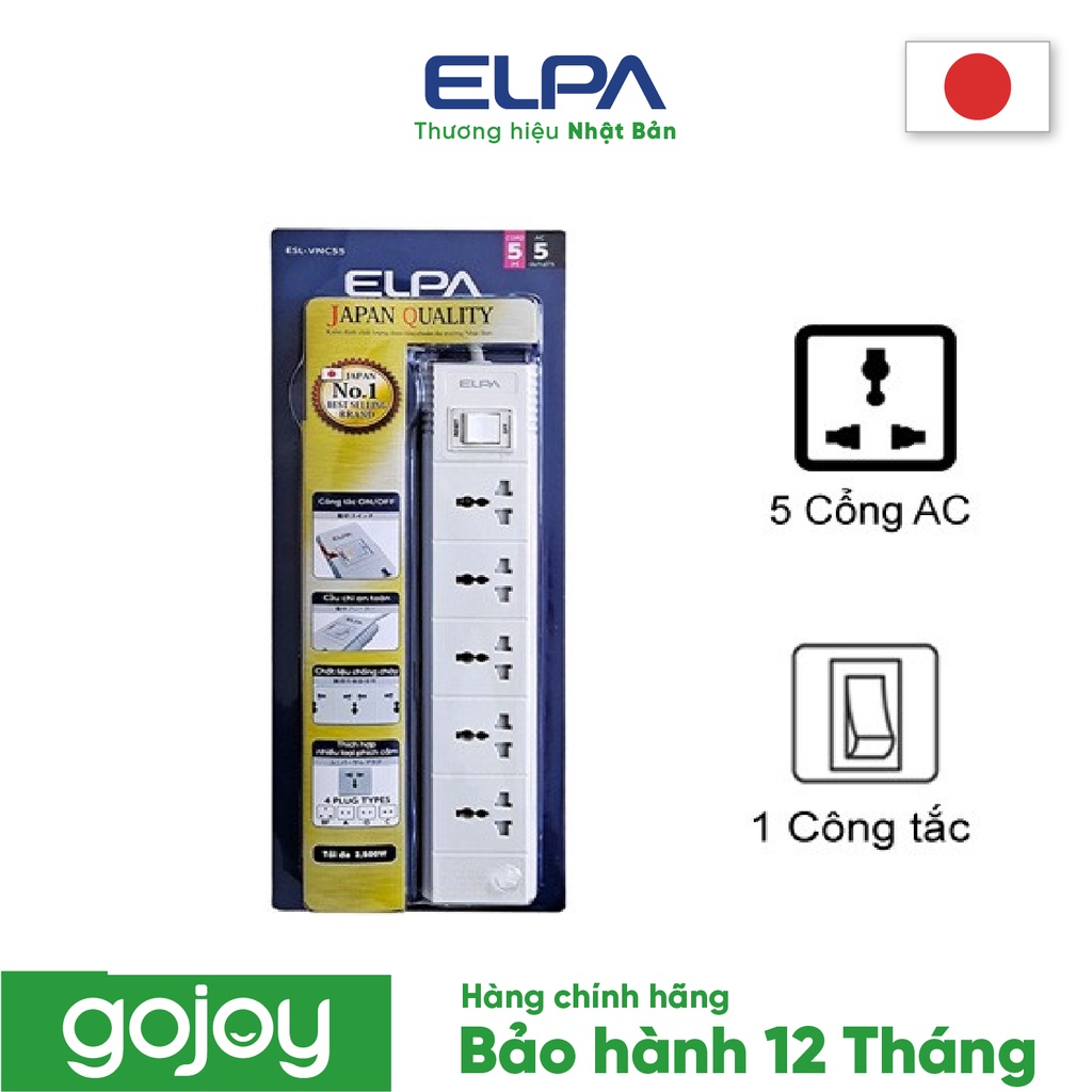 Ổ cắm điện Elpa ESL-VNC55 (5 cổng AC- 1 công tắc)