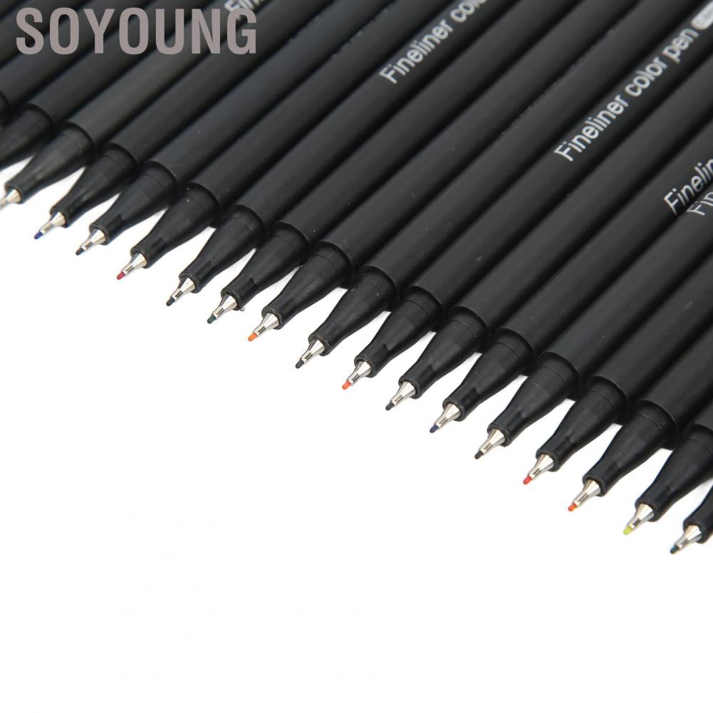 Soyoung 24 Fineliner Color Pens Set 0.4mm Thin Tip Colors Watercolor Design Micro Line Precise Control Marker