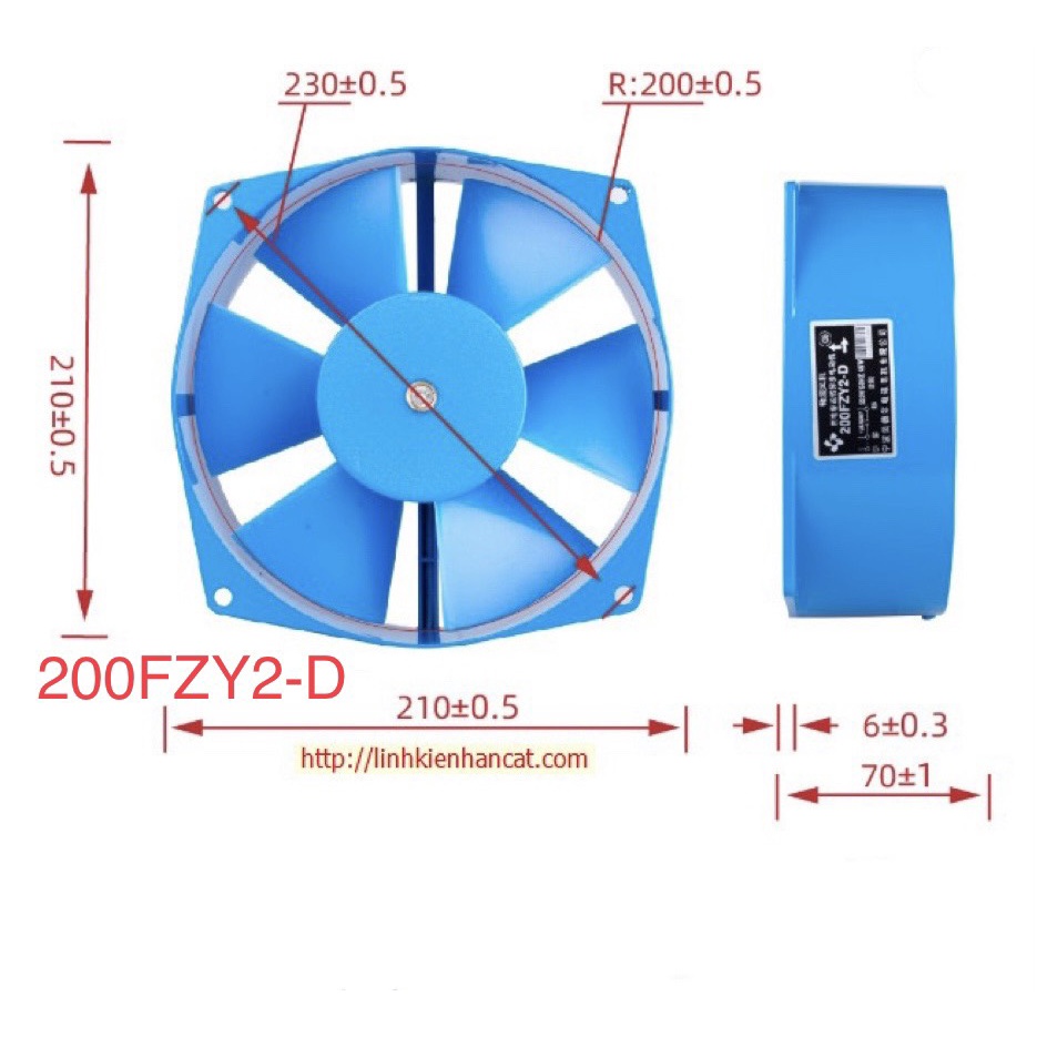 Quạt 220V - Mã 200FZY2-D Kích Thước 20x20x7cm