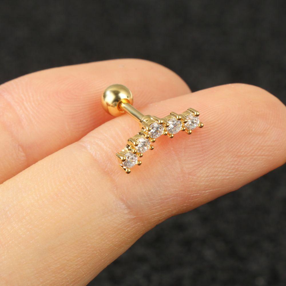 NEXTVN Khuyên Xỏ Cơ Thể Đính Đá Zircon Hình Trăng Sao Màu Sắc Vàng / Bạc Phong Cách Punk Cho Nữ