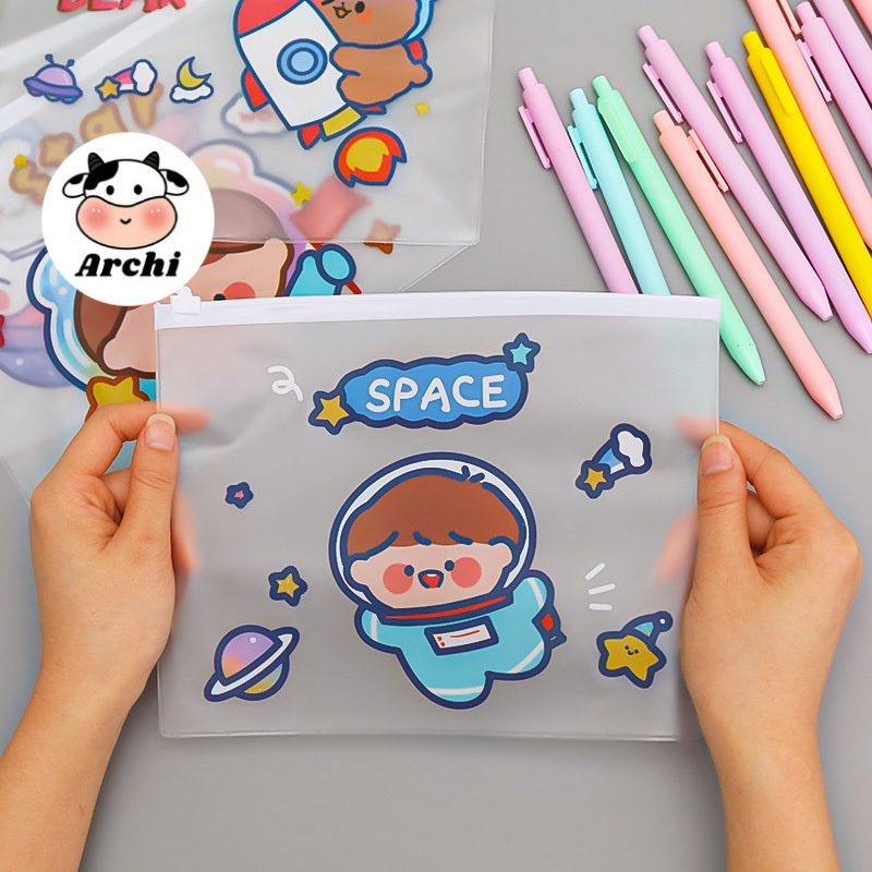 Túi đựng bút trong suốt, túi zip đựng bút và đồ dùng học tập phong cách hàn quốc văn phòng phẩm