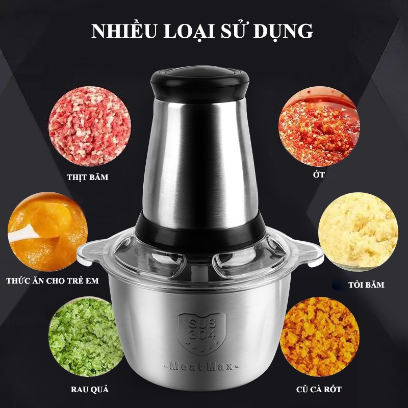 Máy xay thịt đa năng máy xay thịt máy xay tỏi ớt 2L Máy xay tiêu, xay hạt ngũ cốc, xay cafe đa năng