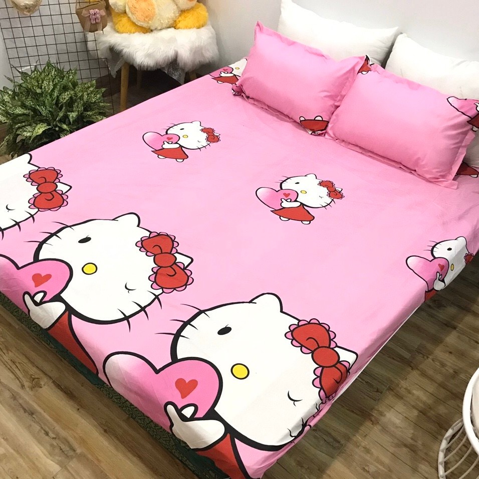 Bộ Ga gối Cotton Poly 3 Món Mẫu Kítty