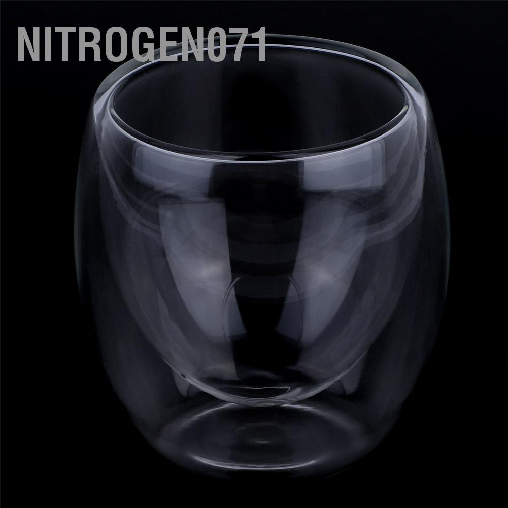 Nitrogen071  Cốc sinh tố 2 lớp thủy tinh chịu nhiệt cao cấp dáng bầu - Ly thủy tinh chịu nhiệt không chì phong cách Bắc Âu 80ML