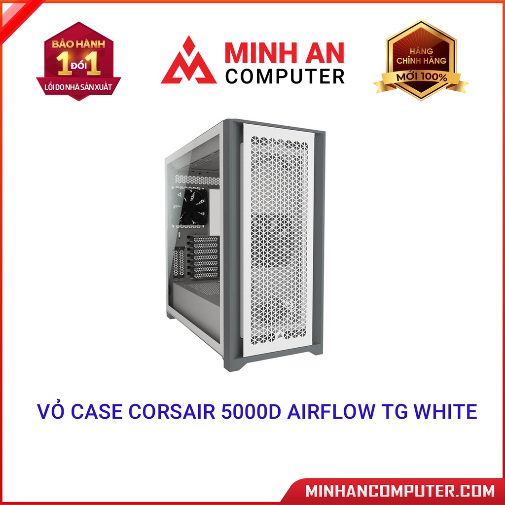 Vỏ case Corsair 5000D Airflow TG White Hàng chính hãng