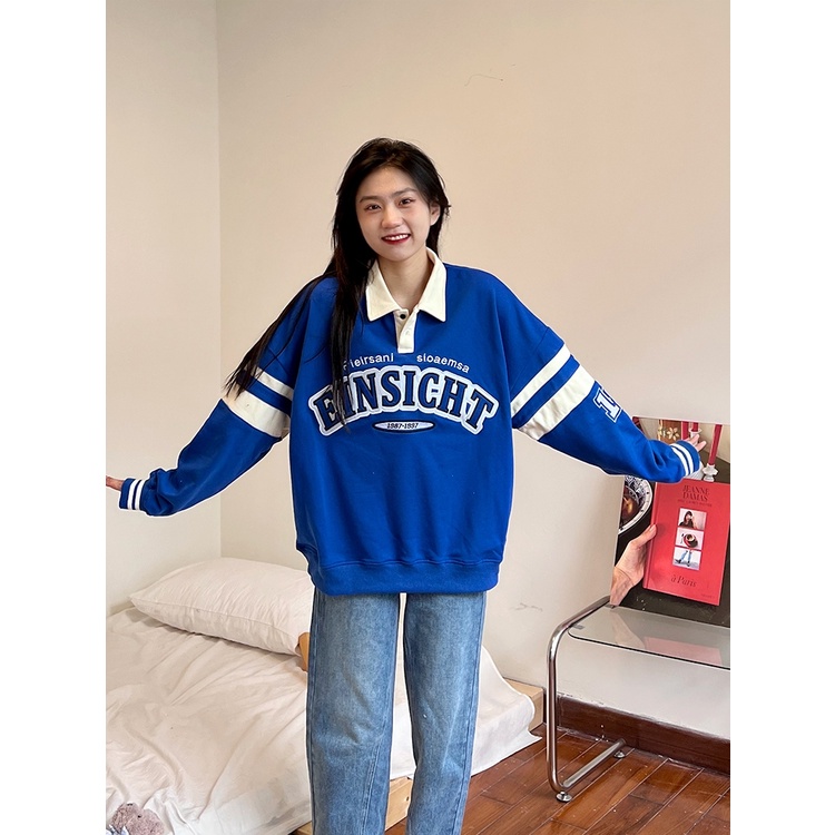 ( 2 Màu HotTrend ) Áo Nỉ Ngoại Dài Tay Cổ Bẻ   Cực Sịn Chất Ngoại Mặc Ấm Áp Vô Cùng - Form Style Hàn Quốc Trẻ Trung Động