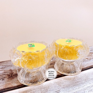 Bát nến cát tường trắng thuỷ tinh, chén cúng dường