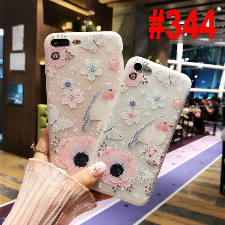 GNC|Ốp lưng họa tiết hoa 3D cho iPhone 12 Mini 11 Pro Max XR XS 6 6s 7 8 Plus chất lượng cao