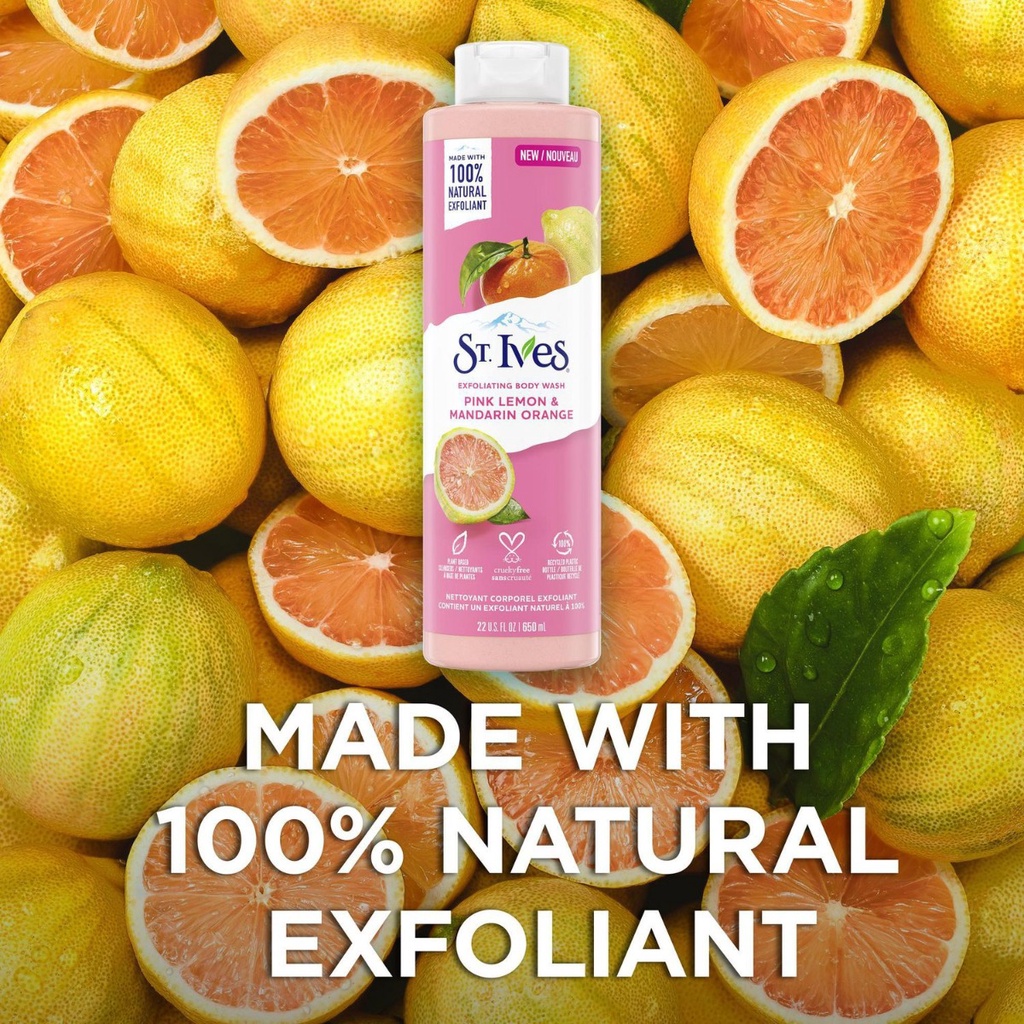 Combo 2 Sữa Tắm St.Ives Chiết Xuất Cam Chanh Làm Sáng Da 473ml Pink Lemon &amp; Mandarin Orange Body Wash