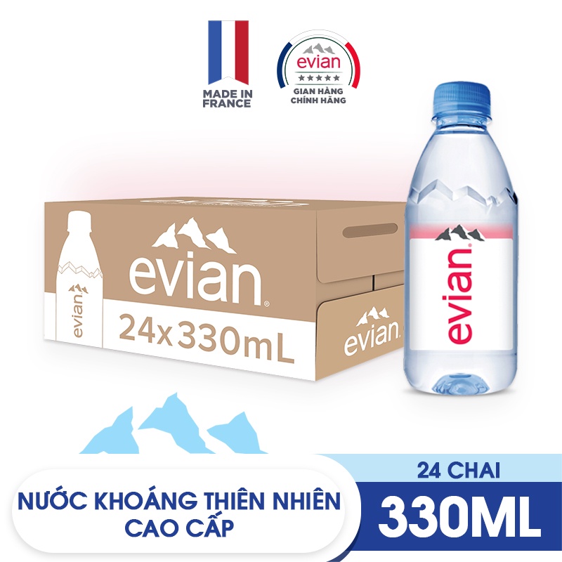 Thùng 24 chai nước khoáng thiên nhiên Evian 330ml (330ml x 24) thumbnail