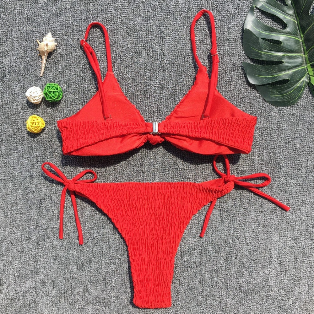 Bộ Bikini Hai Mảnh Hở Lưng Có Mút Nâng Ngực Màu Đỏ Cho Nữ Zj133 | BigBuy360 - bigbuy360.vn