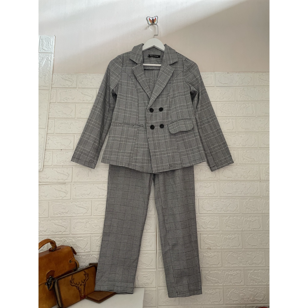 Set vest caro quần dài