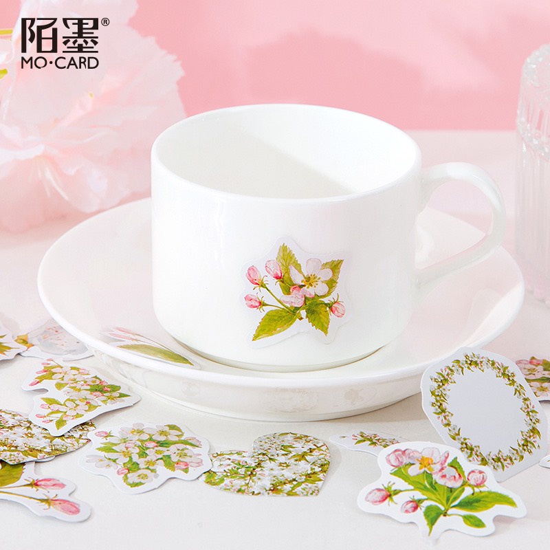 Bộ sticker/ Hình dán Hoạ Tiết Hình Hoa Trắng (45 Hình)