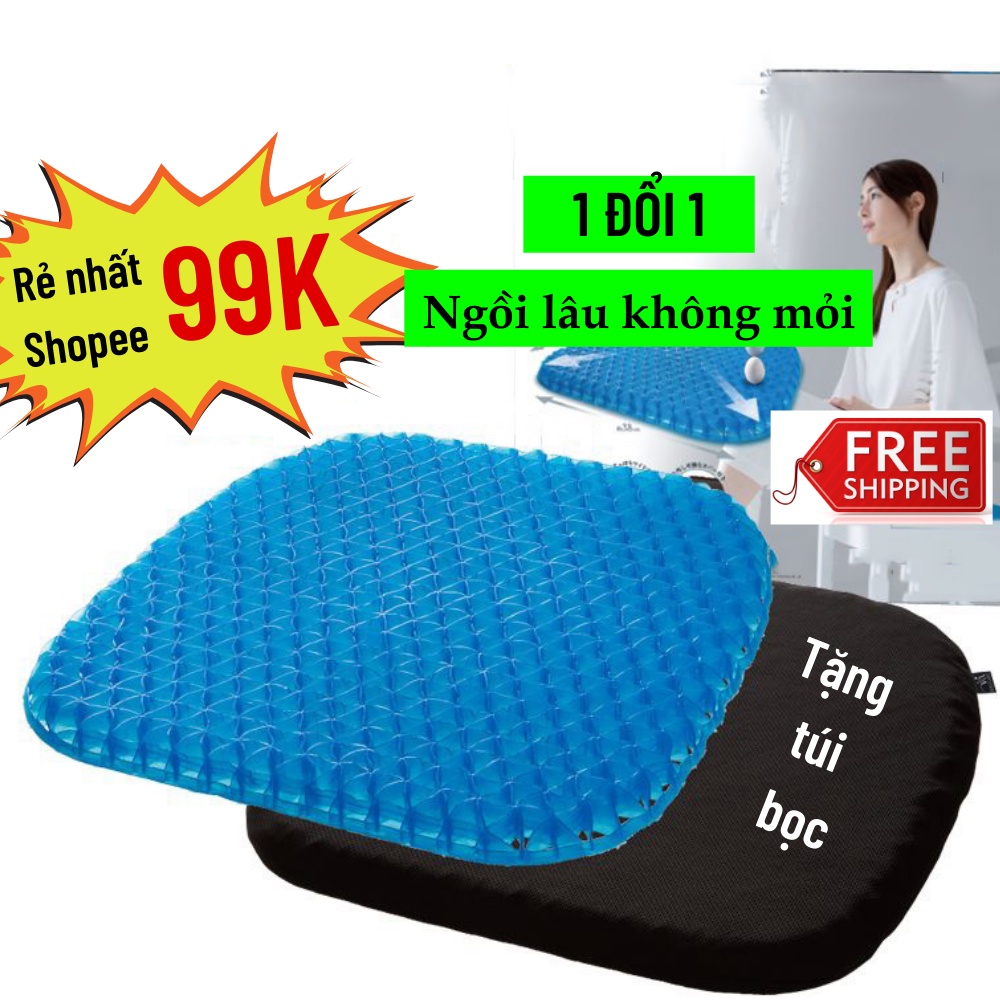 Đệm Lót Ghế, Đệm Gel Thoáng Khí, Nệm Ngồi Ô Tô Dạng Gel Chống TRượt