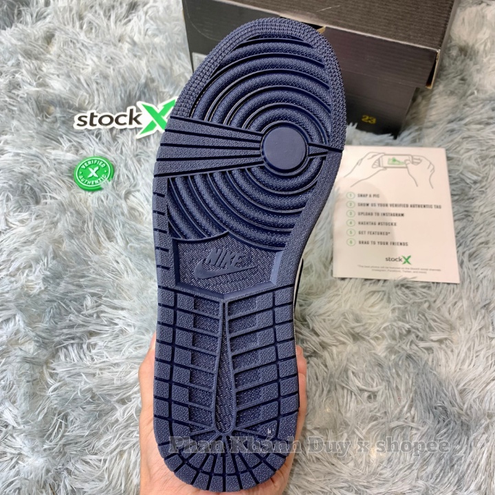 Giày thể thao jordan navy low xanh than cổ thấp nam nữ hàng chuẩn da thật