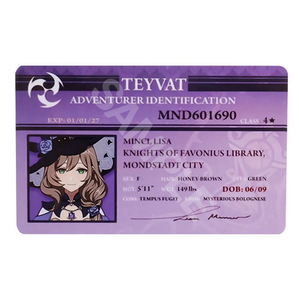 Ảnh thẻ in hình game GENSHIN IMPACT ver ID card bo góc viền 5*8cm