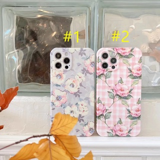 Ốp điện thoại dẻo nền sọc caro in hình hoa cho Iphone 12 Pro Max 12 Mini iphone 11 pro max Xs Max XR X 7 8 Plus