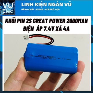 Mua Khối pin 2s greatpower 2000mah 7.4V đầy 8.4V xả max 4A dành cho loa  pin mặt trời