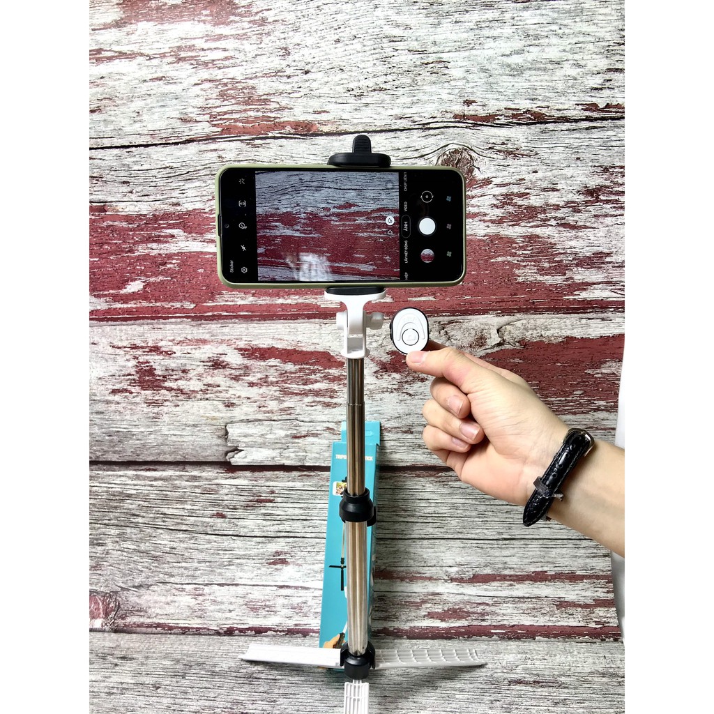 Gậy tự sướng Bluetooth 3 trong 1 kèm chân đế màu trắng - hàng nhập khẩu | BigBuy360 - bigbuy360.vn