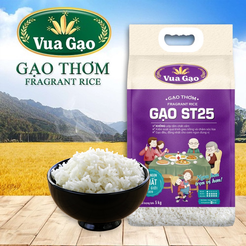 Gạo thơm Vua Gạo ST25 túi 5kg