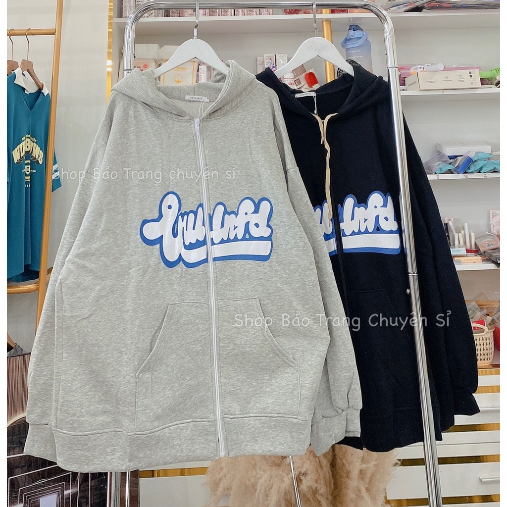 Khoác Nỉ Hoodie Chữ Xanh Nam Nữ Dáng Rộng Unisex mũ 2 Lớp Hàn Quốc Mũ Rộng Sweater