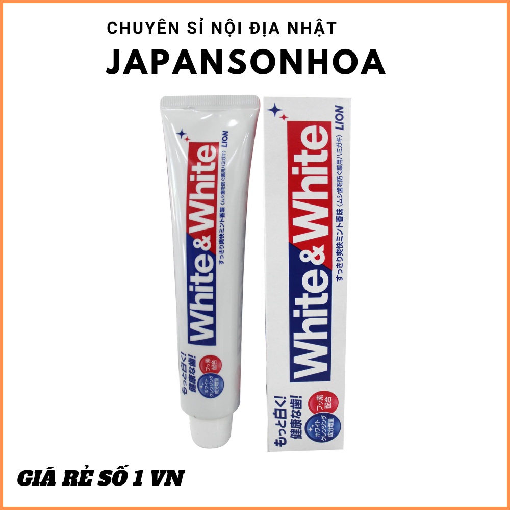 Kem đánh răng Lion White &amp; White tuýp 150g - chuyên sỉ nội địa nhật