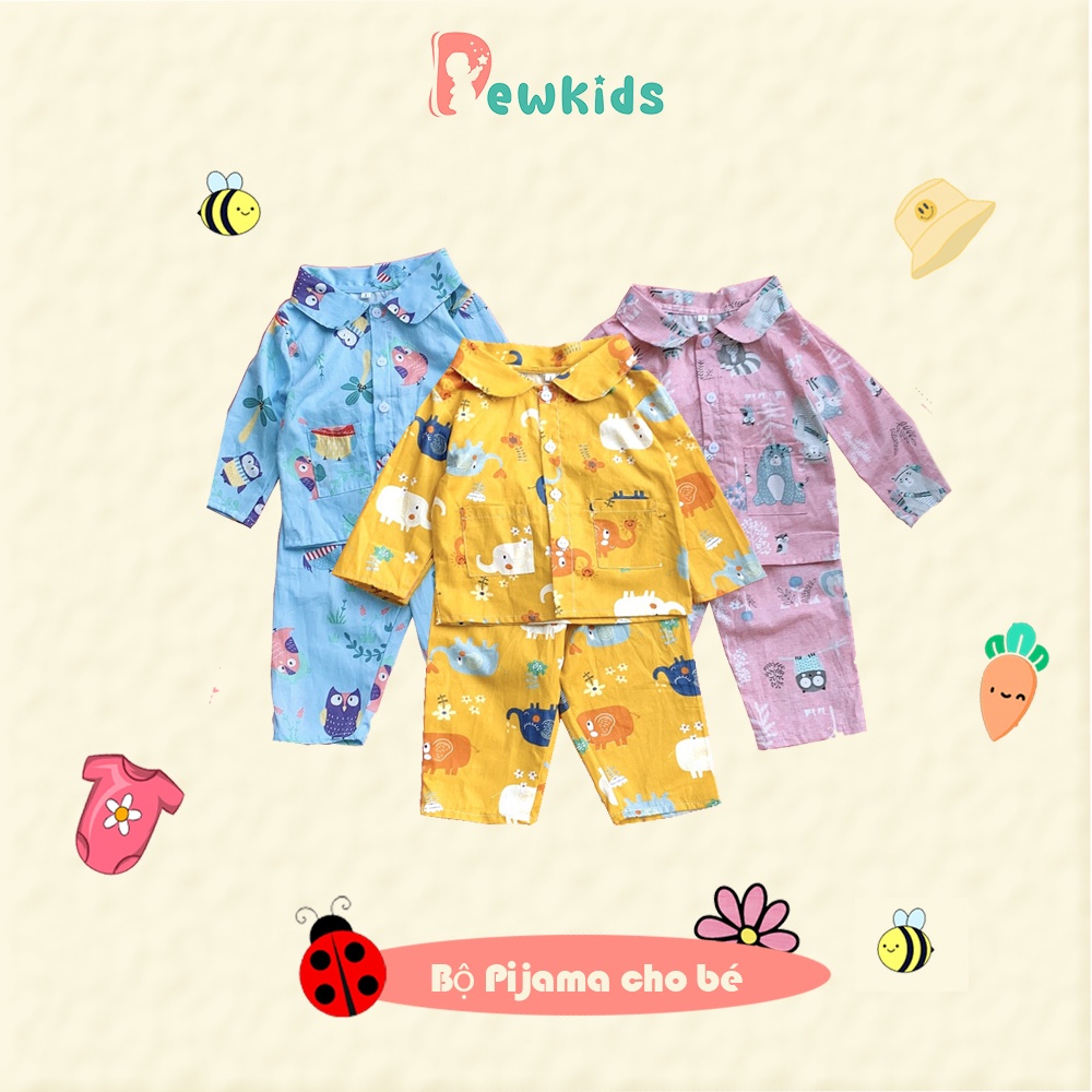 Bộ Pijama cho bé dài tay Dewkids vải lụa thô cao cấp mền min DK113