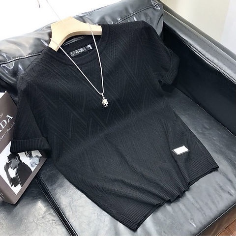 Áo Thun Dệt Kim Tay Ngắn Dáng Ôm Thiết Kế Trẻ Trung Hợp Thời Trang Cho Nam