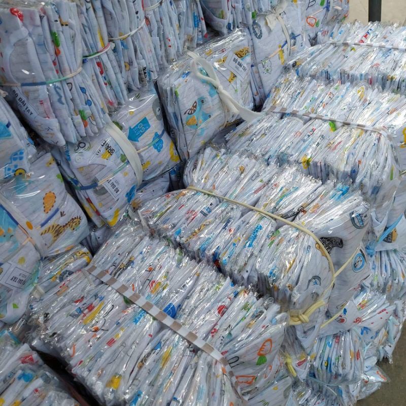 Bộ cotton giấy cộc cúc giữa in hình dễ thương cho bé 0-15kg