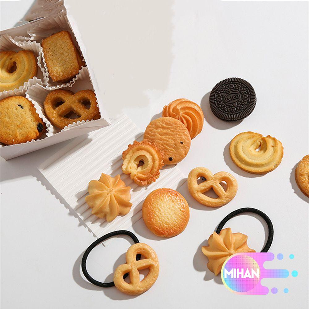 Dây buộc tóc co giãn/6 kẹp tóc hình bánh quy dễ thương