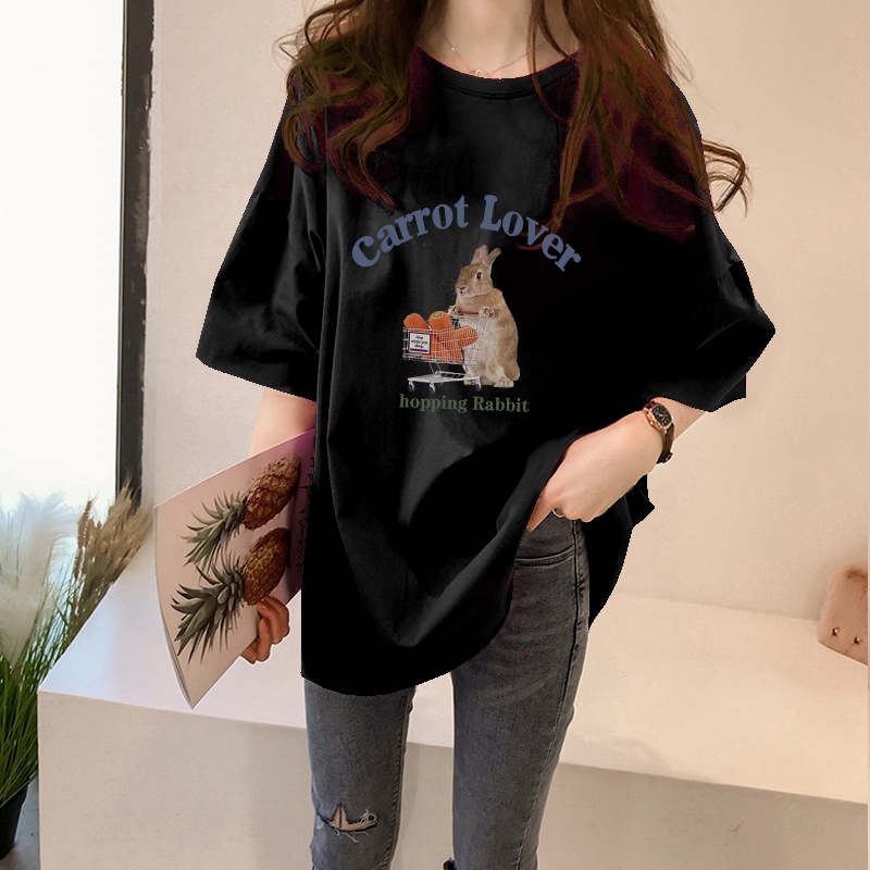 NRVP Áo Thun Tay Ngắn Cổ Tròn Dáng Rộng Thời Trang Hàn Quốc Cho Nữ