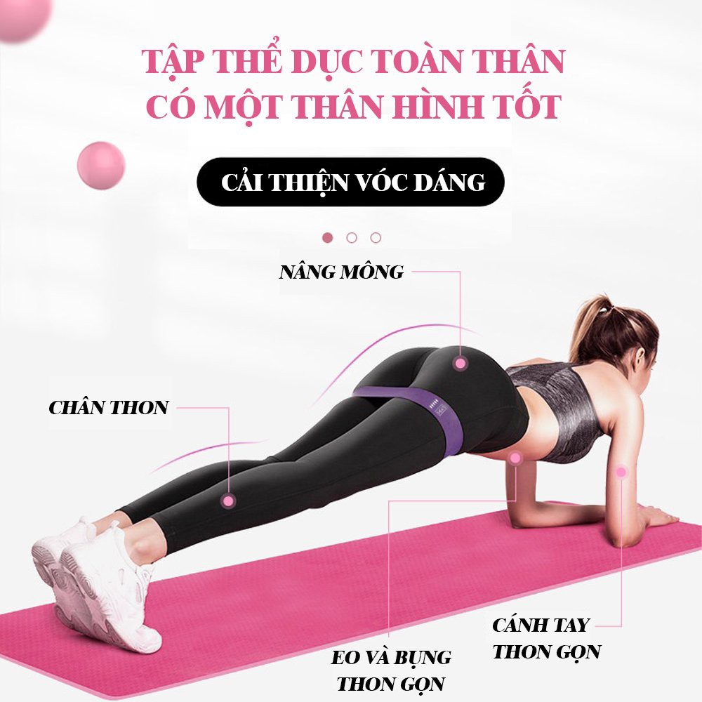 Dây mini band kháng lực cao su ngũ sắc tập gym, mông, bộ 5 dây hồng Aolikes 3608