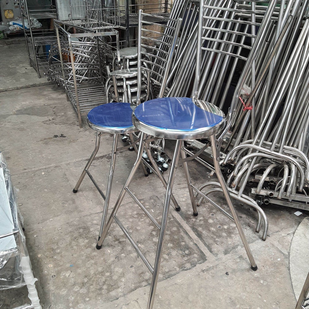 Ghế xếp 8 song , inox có lưng dựa cao lên mặt ghế 60cm/70cm/80cm . Hàng dày 1mm , chắc chắn , sử dụng an tâm .