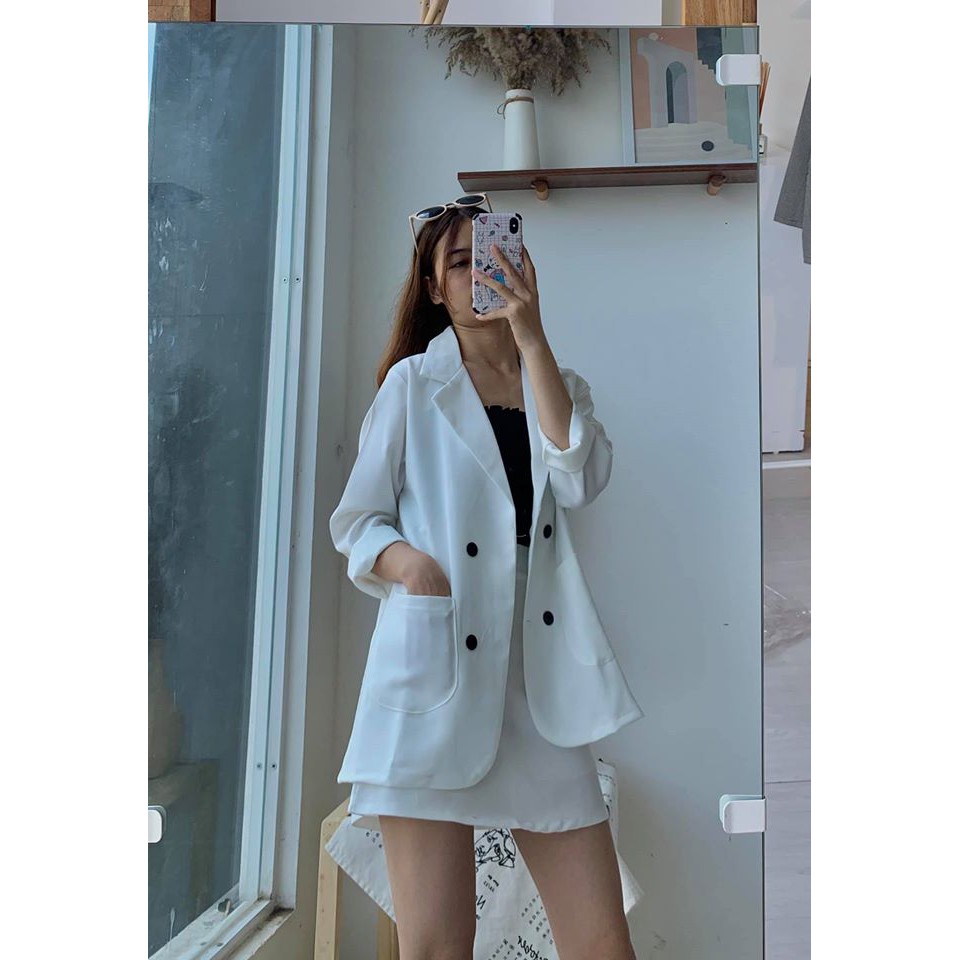 [Ảnh thật] Set Bộ Áo Vest Blazer Kèm Chân Váy Chữ A