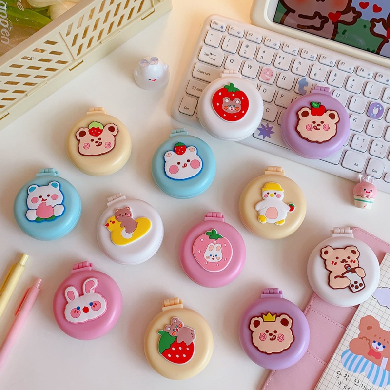 Lược cao su mềm mát xa tích hợp gương thiết kế hoạt hình dễ thương