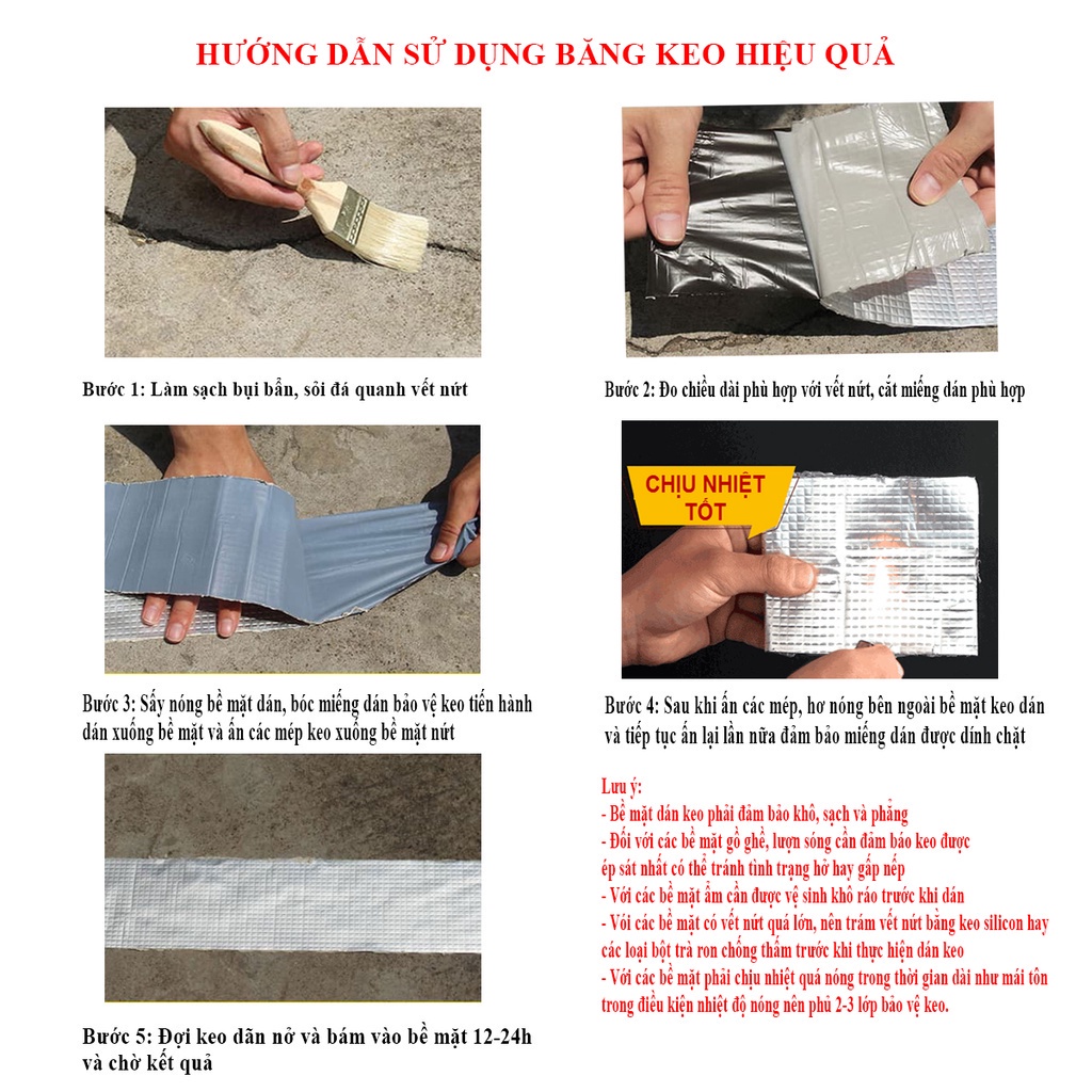 Băng keo dán chống dột x2000 dán chống thấm siêu dính. Keo dán Nhật Bản chống thấm chịu nhiệt dài 5 mét - MEGAMART