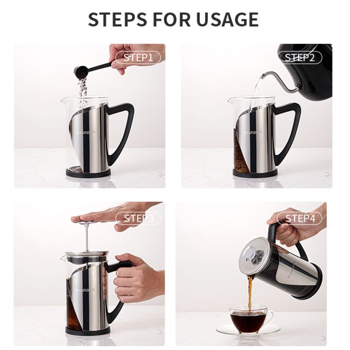 Bình pha cà phê kiểu Pháp French Press Shardor FP515S