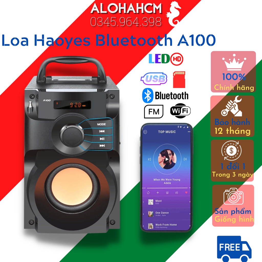 Loa Bluetooth Công Suất Lớn Siêu Bass HAOYES RS A100 ⭐ Chất Lượng Âm Thanh Siêu Đỉnh Nhất Tầm Giá