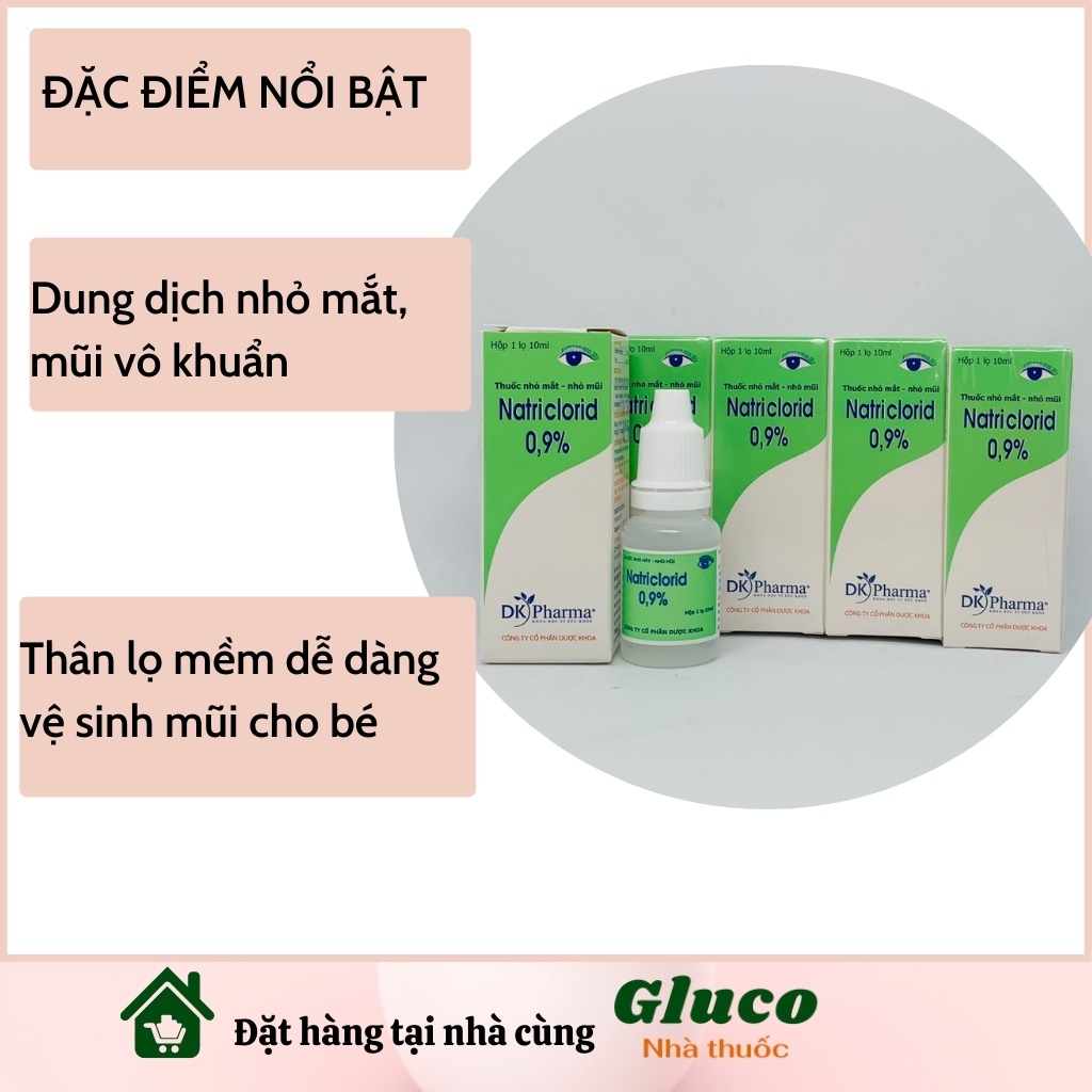 Nước muối sinh lý cho trẻ sơ sinh nhỏ mắt sinh lí Dược Khoa 10 lọ 10ml GLU002