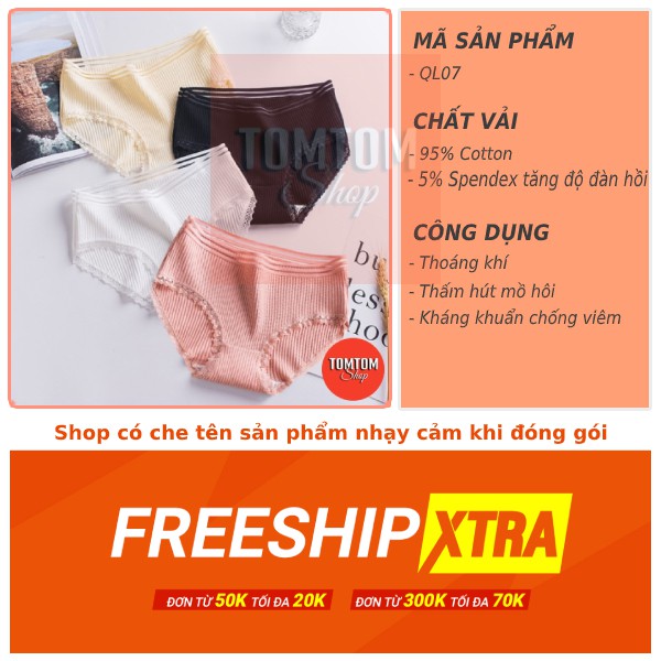 Quần Chíp Nữ Cotton Cạp Lưới Màu Trơn Mềm Mịn Nâng mông kháng khuẩn tôn dáng QL07