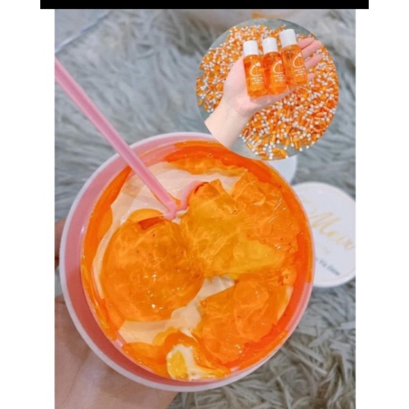 Serum cấy trắng , kích trắng vitamin c mix vàng lá