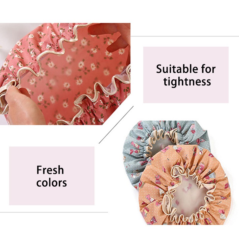 Không thấm nước Mũ tắm Hai lớp Bao tóc tắm Đàn bà Mũ tắm Phòng tắm Phụ kiện K1K26