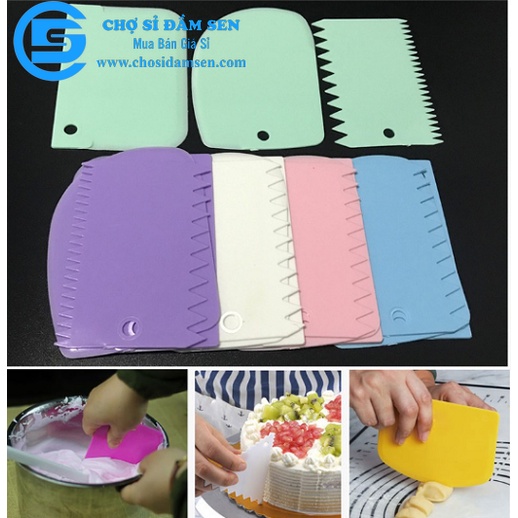 Bộ 3 dụng cụ cắt bột chà láng vét bột Dụng cụ làm bánh trang trí bánh  G275-BoDaoCatBot