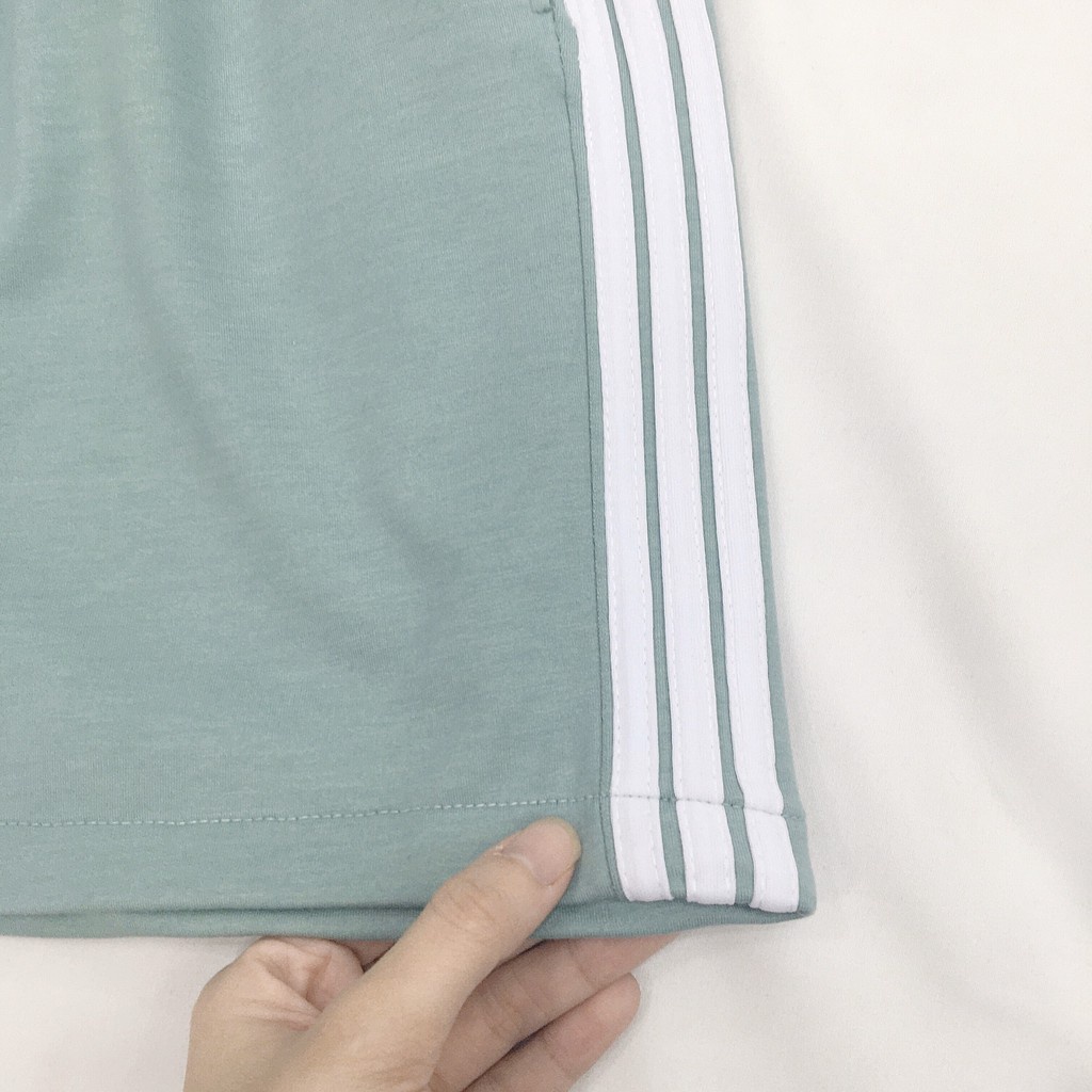 Quần Short Thun Trơn 3 SỌC XANH MINT Ulzzang Unisex (Ảnh Thật)