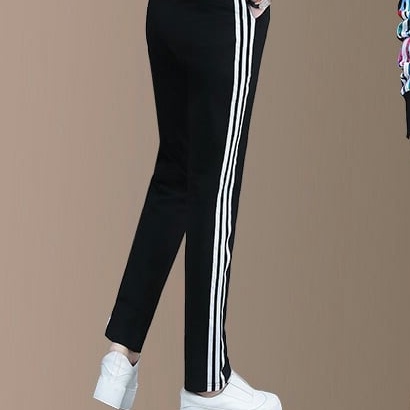 [FREE SHIP]Quần thể thao nữ dài jogger 3 sọc chất vải umi hàn màu đen dày dặn - Quần tập gym nữ dài học sinh tập thể dục