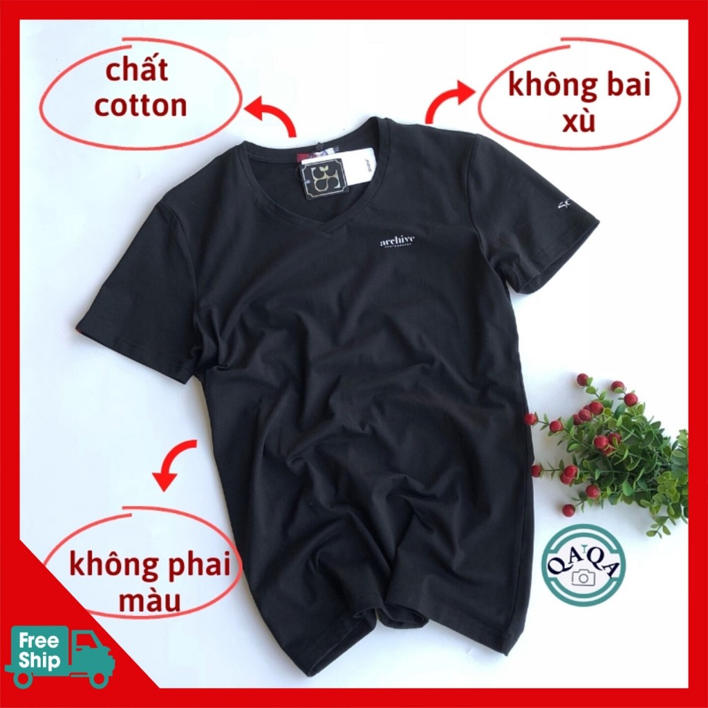 Áo Thun Nam Cotton - Trơn Cổ Tim Hàng Hiệu Cao Cấp